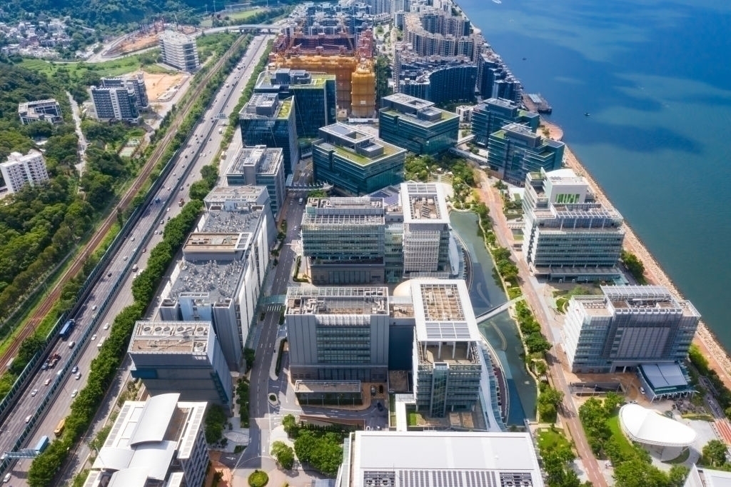Aerial View of Large Business Buildings And Hotels By The Sea