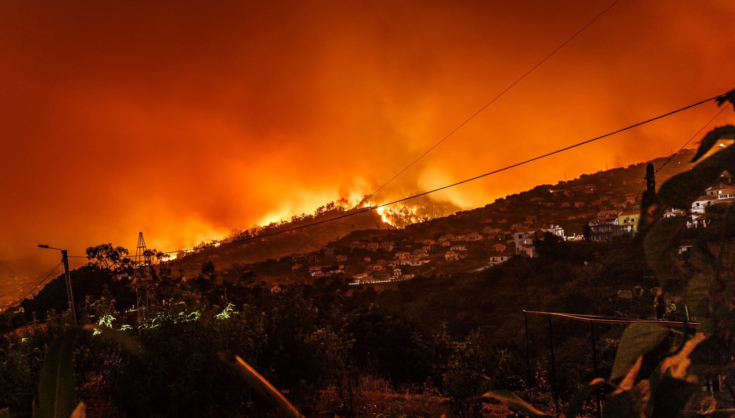 Wild Fire Burning Over Hill