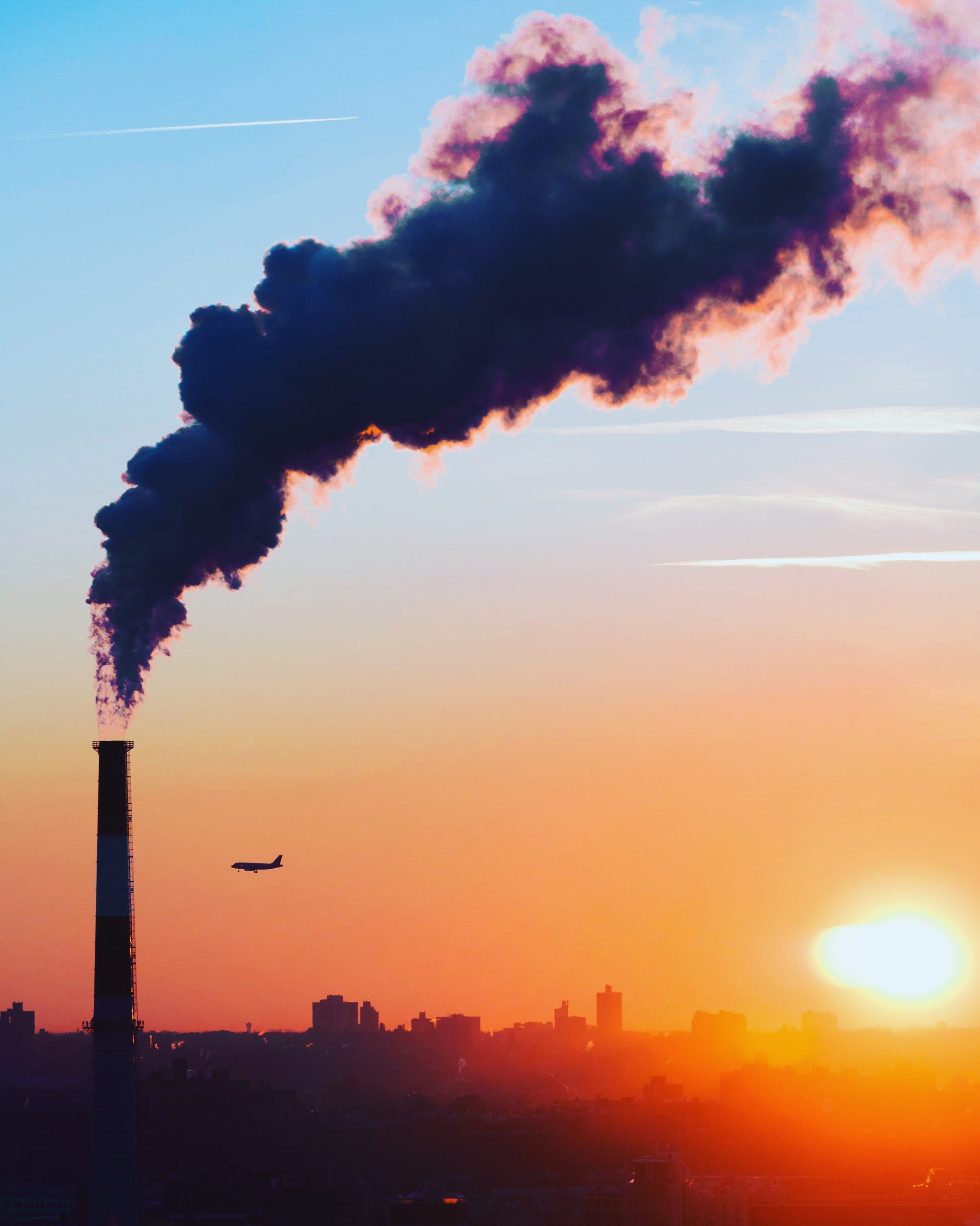 Polluting Tower During Sunset