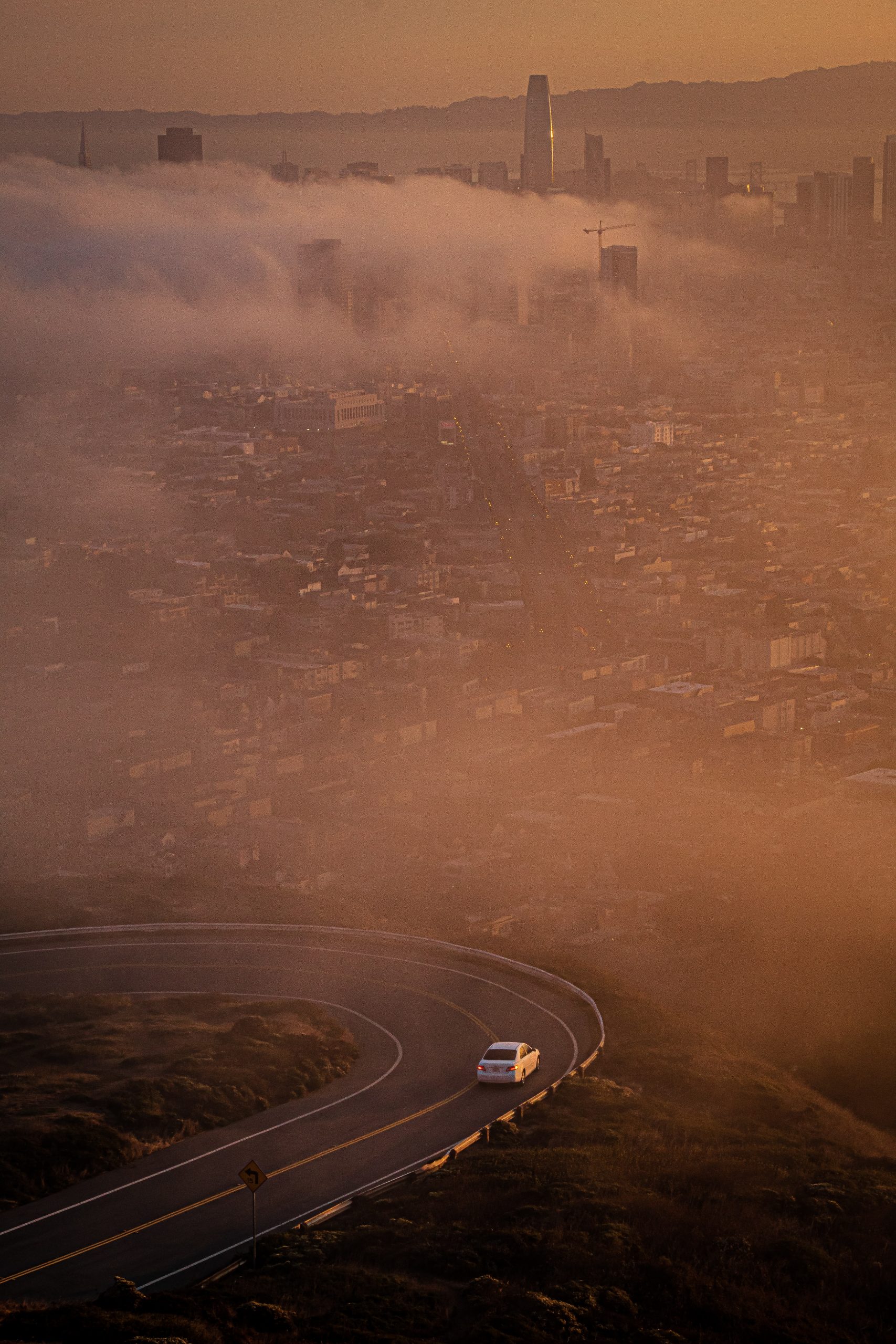 Mountain View of Polluted City