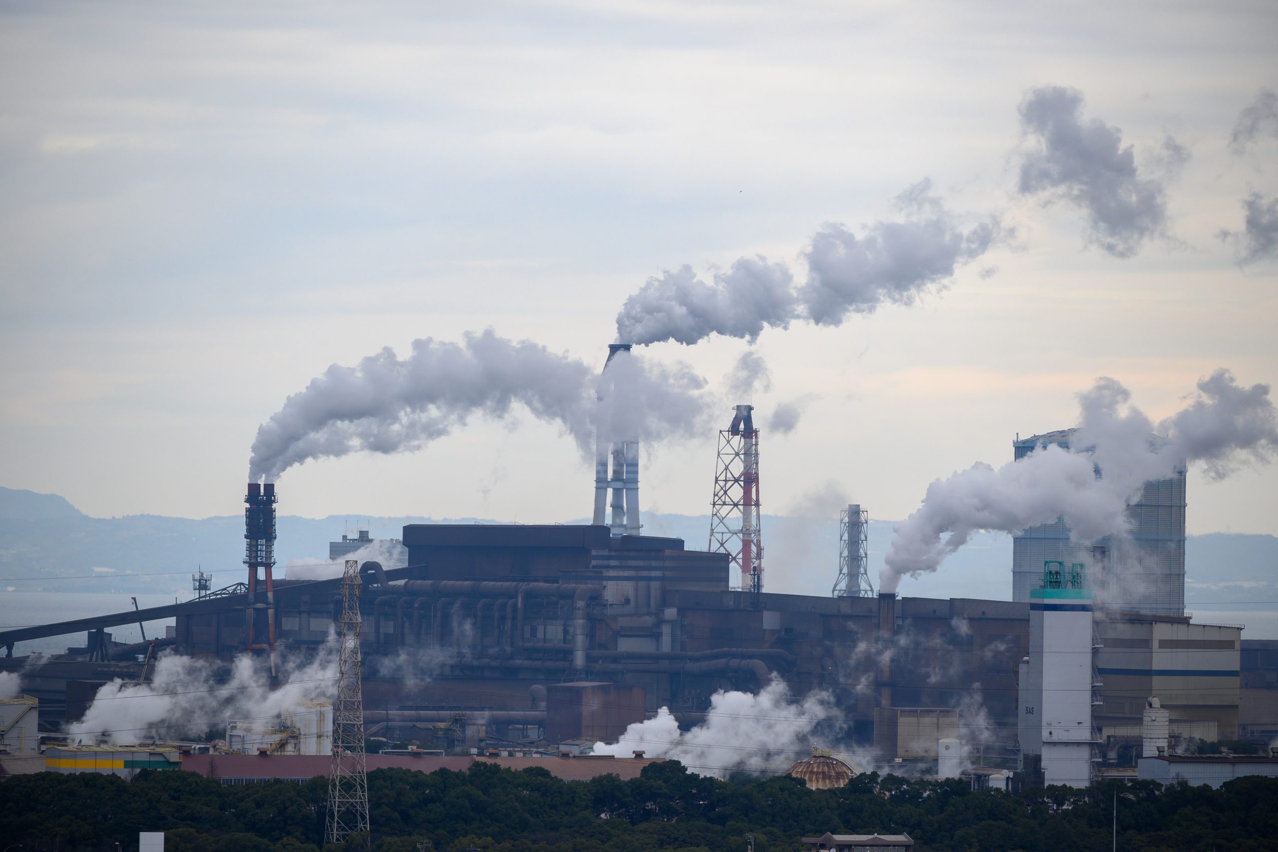 Factory with Pollution Clouds