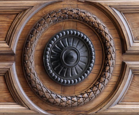 Antique Wooden Trim on Door in Historical Home Antique Wooden Trim on Door in Historical Home