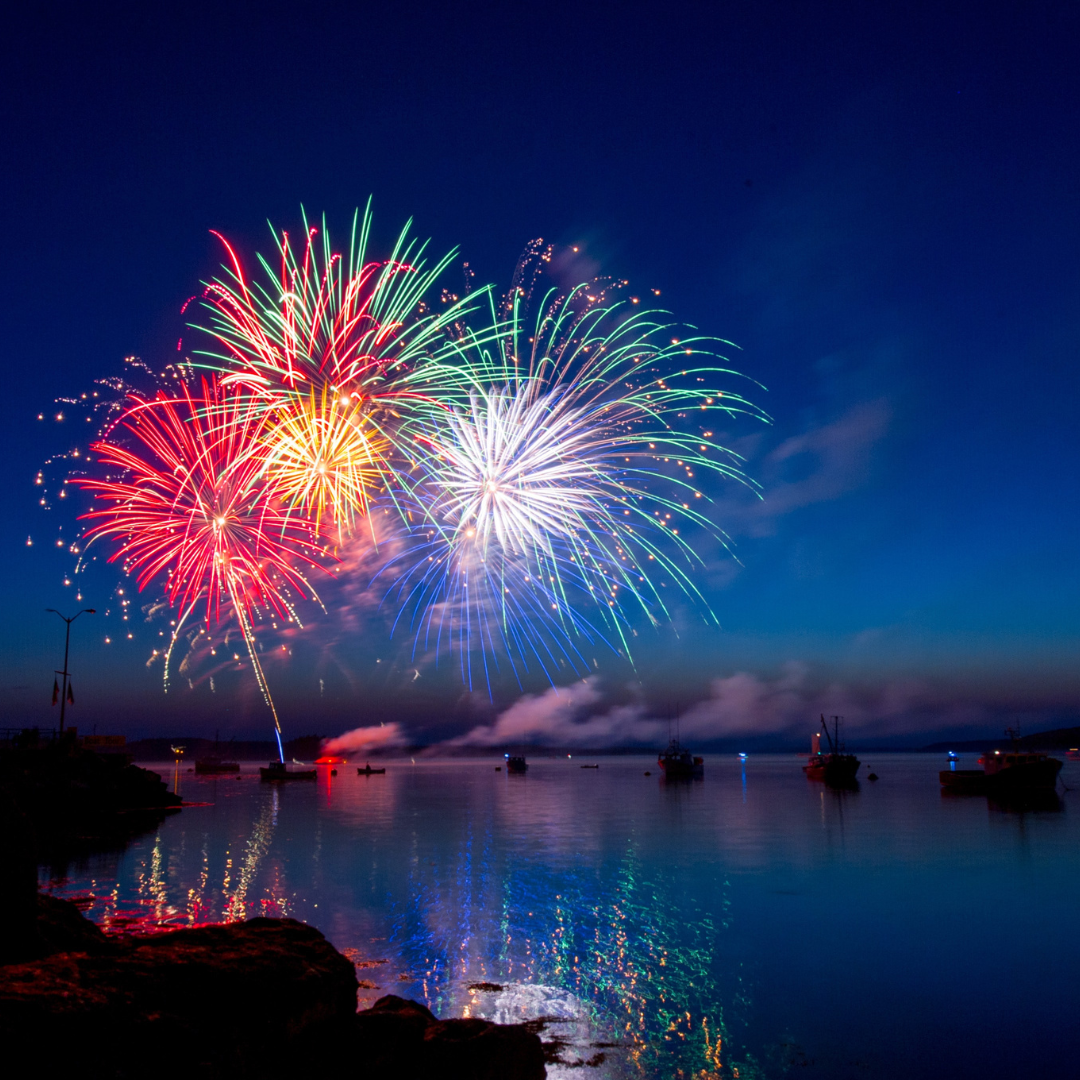 Fireworks over water